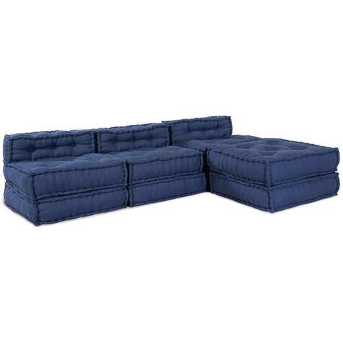  Modularni Poufovi 4 kom Indigo Tkanina Slike
