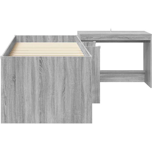  Krevet za djecu s visokim okvirom i stolom 2 kom. Siva Sonoma 75 x 190 cm Slike