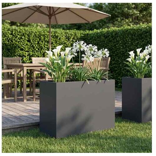 vidaXL Vrtna saksija Antracit 60 x 30 x 50 cm Čelična vrata - Antracit 60 x 30 x 50 cm 1 Cene