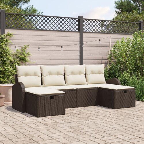 vidaXL Sjedeća garnitura za vrt 6 pcs Smeđa i krem 234 x 117 x 85 cm Cijene