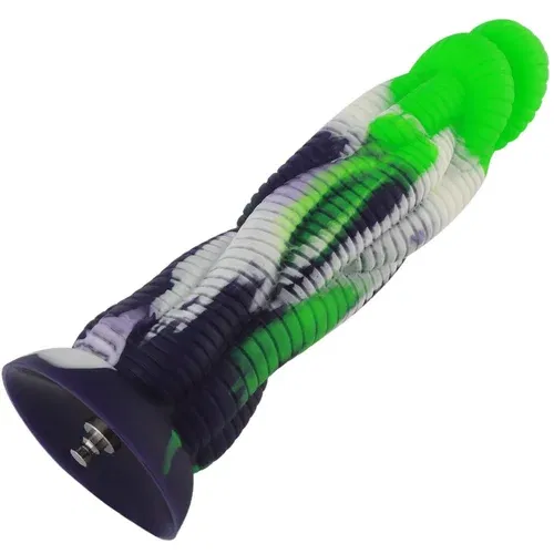 HiSmith HSA114 Silicone Dildo KlicLok 9.45" Green-Black-White