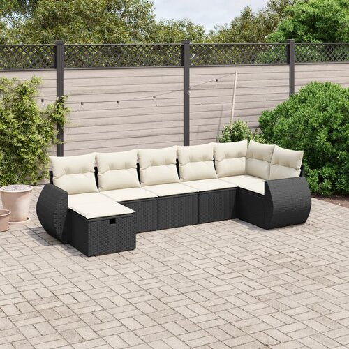 vidaXL 7-dijelni set vrtnih sofa od poliratana s jastucima crni Cijene