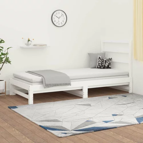  Izvlečna dnevna postelja bela 2x(90x200) cm trdna borovina, (20723786)