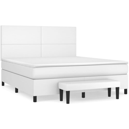 vidaXL Box spring postelja z vzmetnico bela 180x200 cm umetno usnje, (20901913) Cene