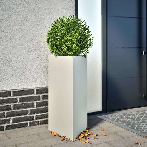 VidaXL Vrtne sadilice 2 kom bijela trokutasta 40x34,5x70 cm čelične Slike