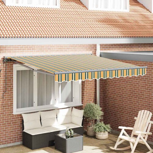vidaXL retraktilna tenda zelena in rumena 350x250 cm Cene