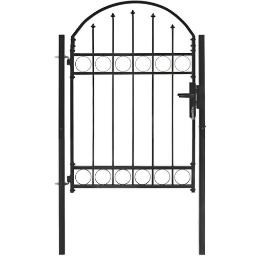  Vrata za ograjo zaobljena jeklo 100x125 cm črna