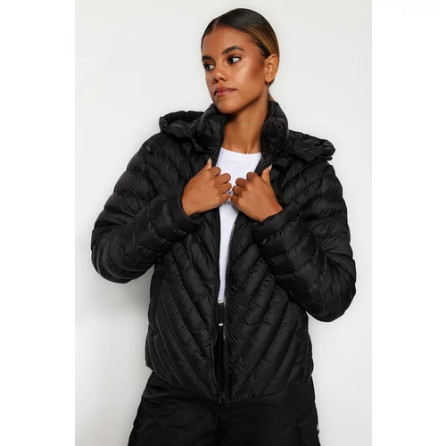 Trendyol Black Fitted Inflatable Jacket with Hood