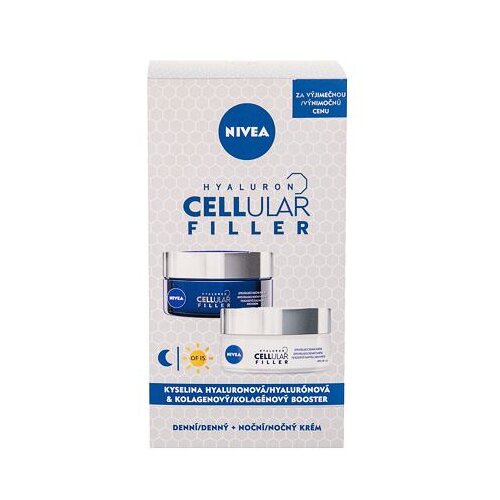Nivea Hyaluron Cellular Filler SPF15 darilni set dnevna krema za obraz SPF15 50 ml + nočna krema za obraz 50 ml za ženske Slike