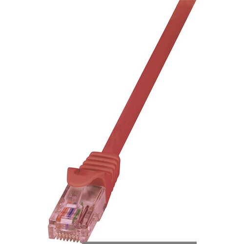 Logilink CQ2034U RJ45 omrežni kabel\, Patch kabel CAT 6 U/UTP 1.00 m rdeča ognjevaren\, z za&amp;scaron;čitnim zapornim zatičem 1 kos, (20418660) Slike