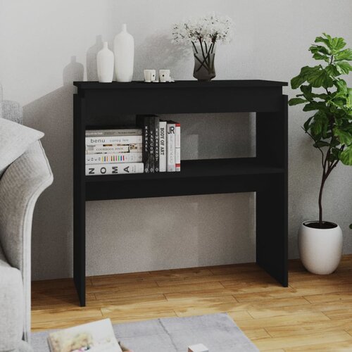 VidaXL Konzolna mizica črna 80x30x80 cm iverna plo&amp;scaron;ča, (20625096) Slike