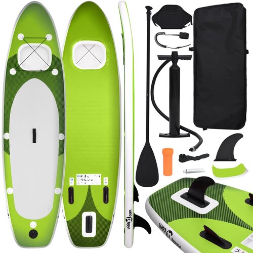 VidaXL Set daske za veslanje stojeći na napuhavanje zeleni 330x76x10cm Slike