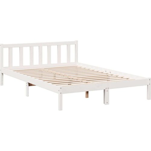 VidaXL okvir kreveta bez madraca bijeli 140 x 210 cm masivna borovina Slike
