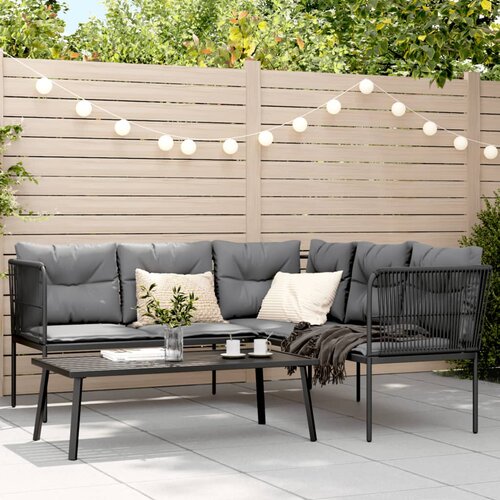  Set vrtnih sofa s jastucima crni od čelika i tekstilena Cijene