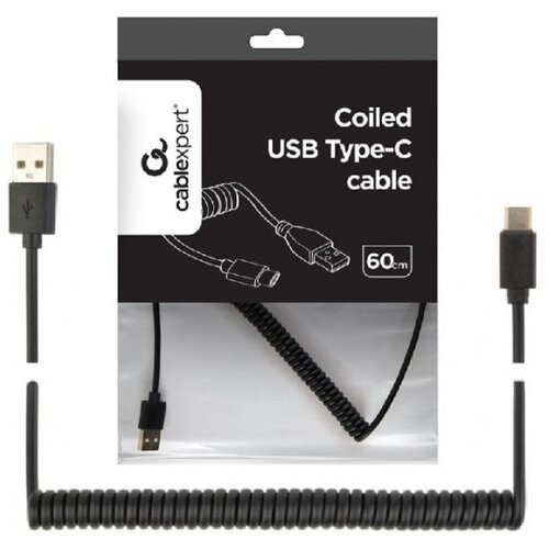 Gembird CC-USB2C-AMCM-0.6M spiralni usb 2.0 am na usb-c kabl, 0.6m, black Cene