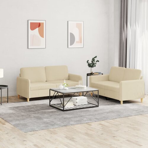  2-dijelni set sofa s jastucima krem od tkanine Cene