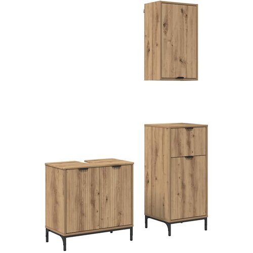  Set namje&amp;scaron;taja za kupaonicu 3 kom. Umjetnički hrast Smeđa 39,5 x 36 x 88 cm Slike