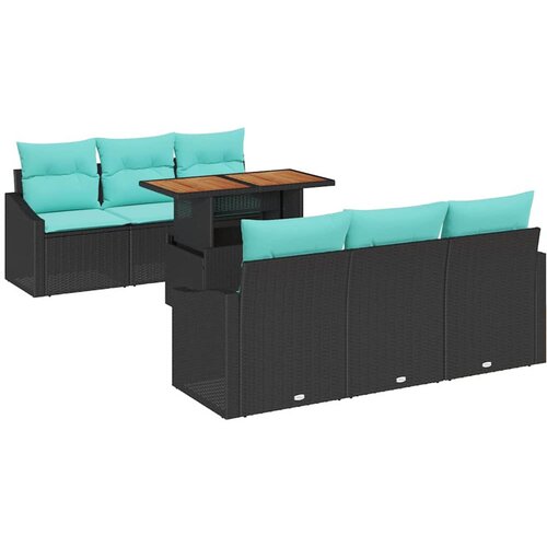 vidaXL Komplet za jedilnico v vrtu z blazino 7 pcs Črna in Teal, (5000134754) Cene