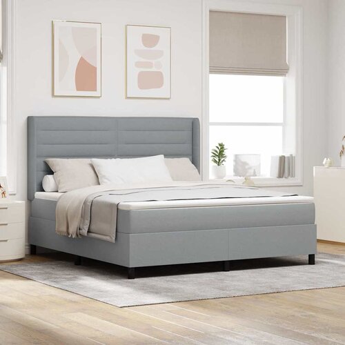  Krevet s opruga kutije Svijetlo siva 200 x 180 cm tkanina Cijene