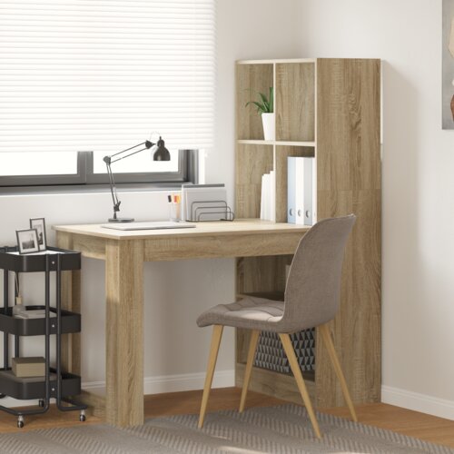 VidaXL Miza sonoma hrast 122 x 67 x 145 cm Umetni les in lesene plo&amp;scaron;če Slike