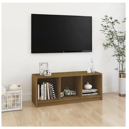  TV omarica medeno rjava 104x33x41 cm trdna borovina