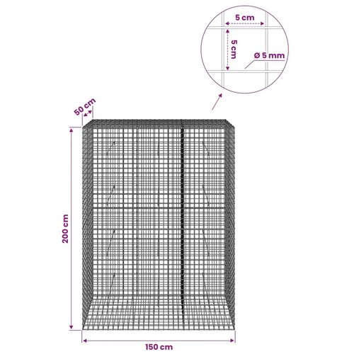  Gabion s žicom debljine 5 mm i mrežom 5x5 cm 150x50x200 cm - 50 cm 200 cm 150 cm Slike