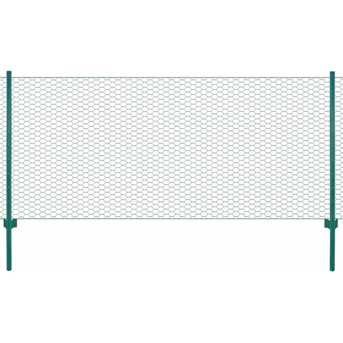 vidaXL Žična mrežna ograja s stebrički jeklo 25x1 m zelena