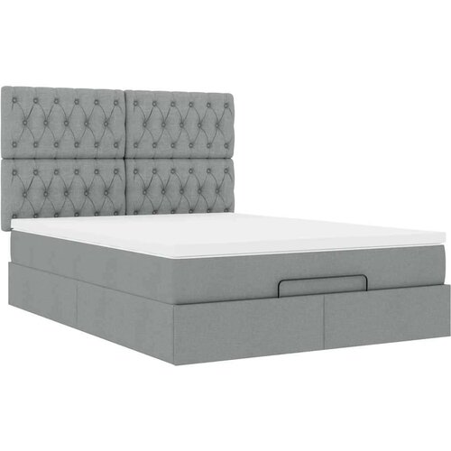 VidaXL Otomanski krevet s madracem svijetlosivi 140x190 cm od tkanine Slike