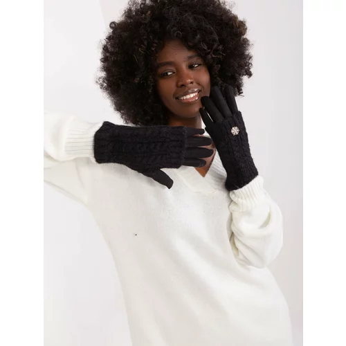 Fashion Hunters Black two-piece winter gloves
