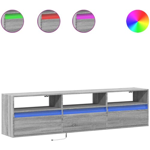 Maison Chic Stenska TV omarica - TV stojalo - Televizijska omarica z LED lučkami siva sonoma 180x31x45 cm, (21700183) Slike