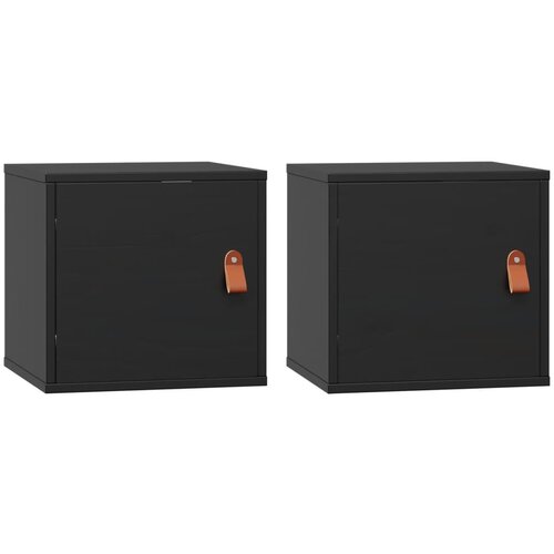 Maison Chic Stenska omarica - Zidna omarica 2 kosa črna 31,5x30x30 cm trdna borovina iu1123, (22063330) Cene