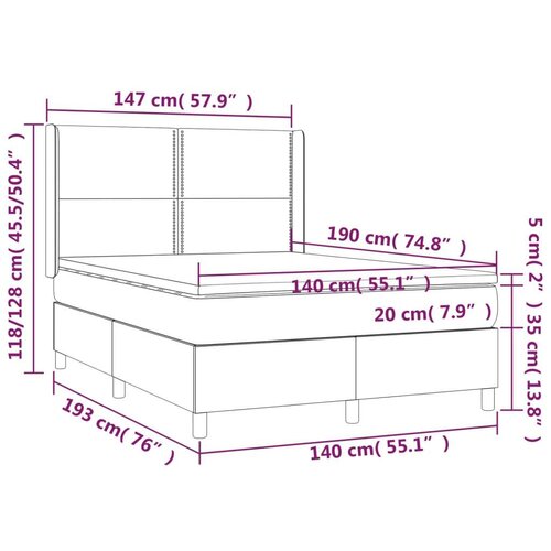 vidaXL Krevet s oprugama i madracem svjetlosivi 140x190 cm bar&scaron;unasti Cijene