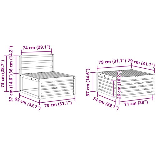  Setovi sofa 6 pcs Bijela Čvrsto drvo akacije Slike