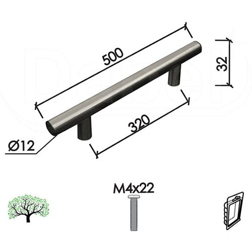 Dabel ručica za nameštaj c90 inox x320/500/32/fi12 mm Cene