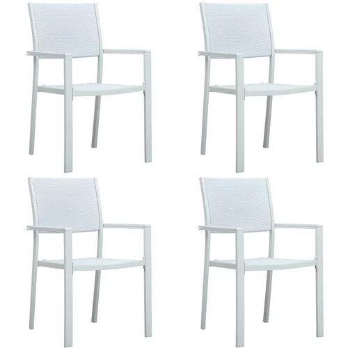  Vrtne stolice 4 kom bijele plastične s izgledom ratana