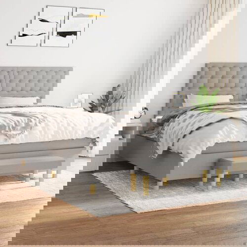 The Living Store Box spring postelja z vzmetnico svetlo siva 180x200 cm blago - Box Spring Postelja, (21515690) Slike