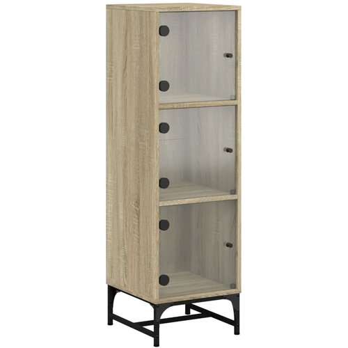  Visoka komoda sa staklenim vratima boja hrasta 35 x 37 x 120 cm Slike