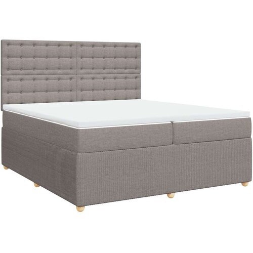  Krevet s oprugama i madracem smeđesivi 200x200 cm od tkanine Slike
