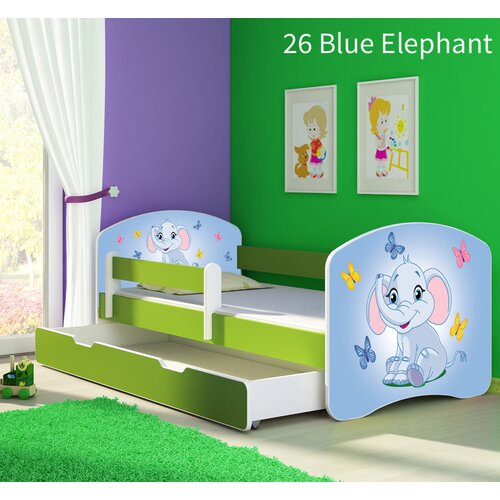  Dječji krevet ACMA s motivom, bočna zelena + ladica 180x80 cm 26 Blue Elephant Cene