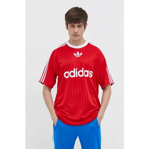 Adidas Kratka majica Adicolor Poly Tee moška, rdeča barva, IM9458