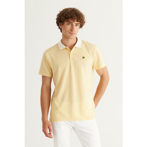 AC&Co / Altınyıldız Classics Men's Yellow Slim Fit Slim Fit Polo Neck Short Sleeved Cotton T-Shirt. Slike