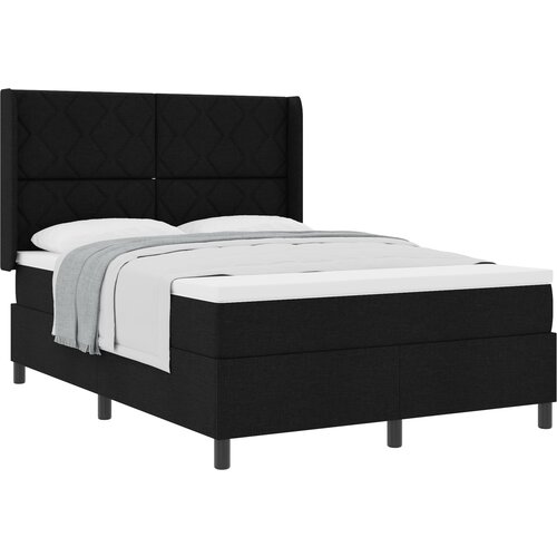 vidaXL Box Spring Postelja z Blazino Črna 140x200 cm Tkanina, (22050733) Cene