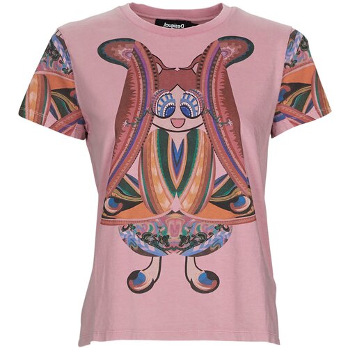 Desigual Majice s kratkimi rokavi FLOWER Rožnata Slike