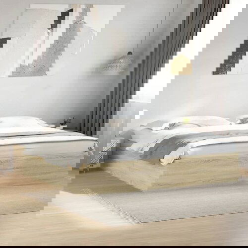 Furnova Posteljni okvir sonoma hrast 200x200 cm inženirski les, (21935674) Slike