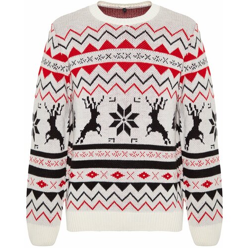 Trendyol Men's Multicolored Regular Fit Crewneck Christmas Knitwear Sweater. Slike