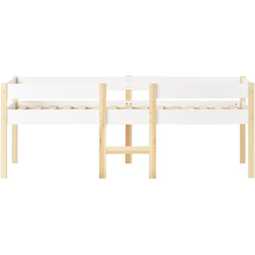 Lumor Postelja z mezzanine z zaščitnimi ograjami - Iz borovega lesa - 90x190 cm - Bela, (22155724) Cene