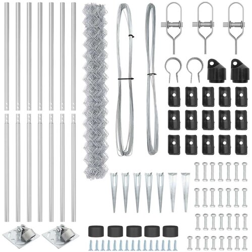  Ograda od lanca s 7 Spike Posts 1.5x10 m Pocinčan čelik Slike