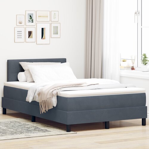 VidaXL Box Spring krevet s madracem &amp;amp; LED Tamnosivi 120x190 cm Bar&amp;scaron;un Slike