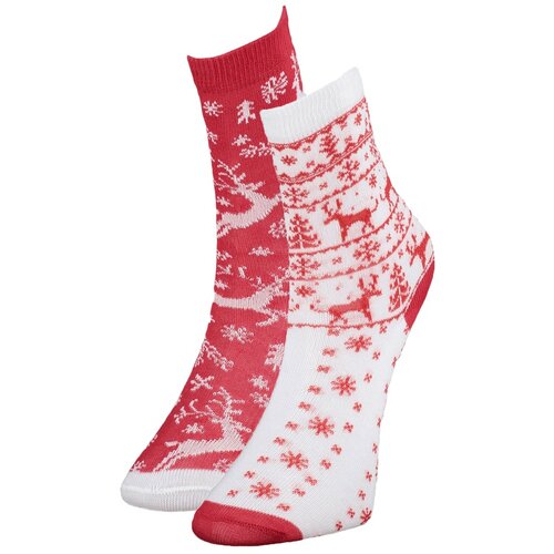 Trendyol Multicolored Christmas Themed 2-Pack Girls' Knitted Socks Slike