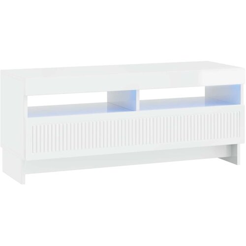 5-dijelni LED TV ormarić Bijela visokog sjaja Konstruirano drvo - Bijela visokog sjaja 100 cm Slike